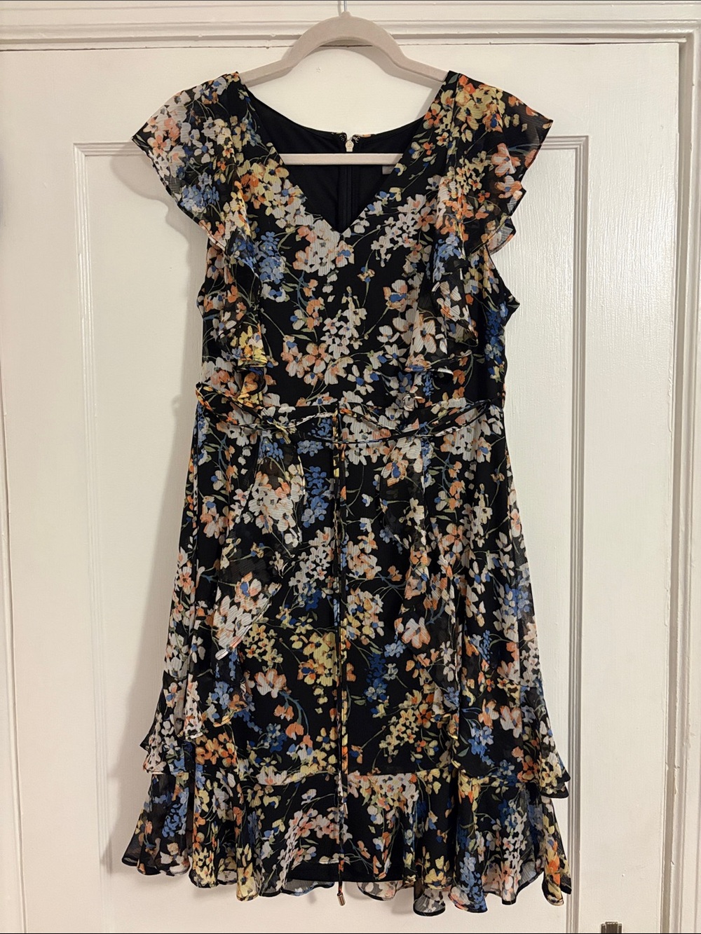 Tommy Hilfiger Black Floral Ruffled Mini Dress